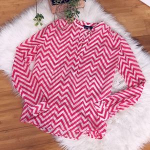 Pink and White Chevron top